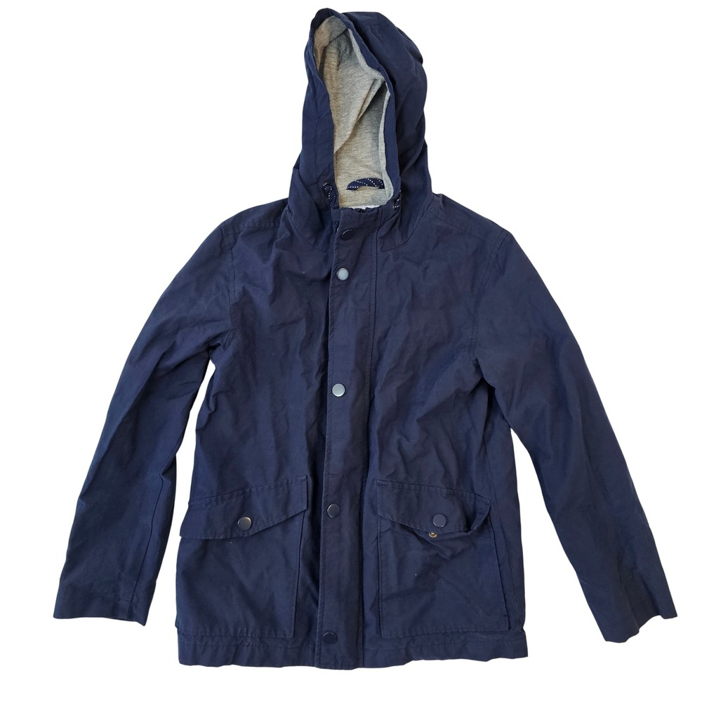 Old Navy Boys Navy Blue Hooded Field Jacket Jersey Lined Size L 10-12